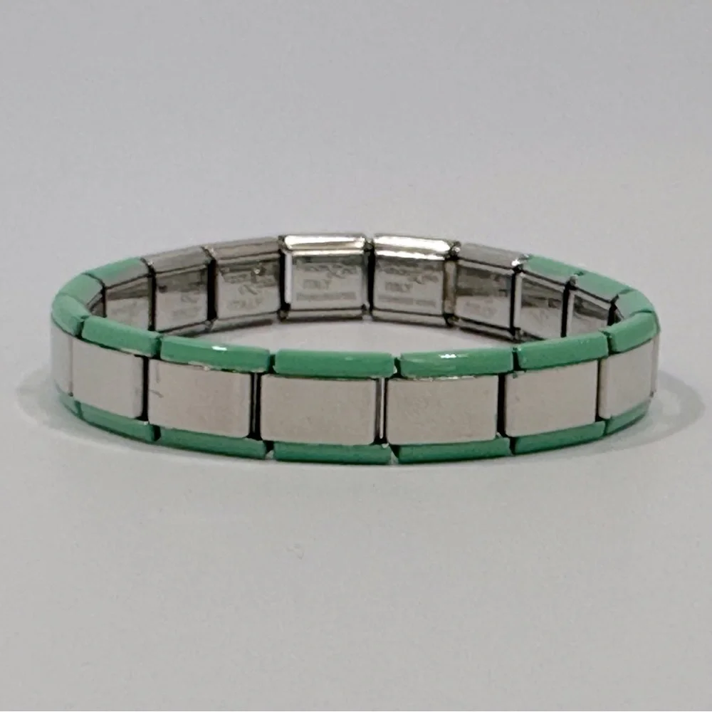 PersonaLinks Italy Dance Green & Silver Interchange Link Bracelet